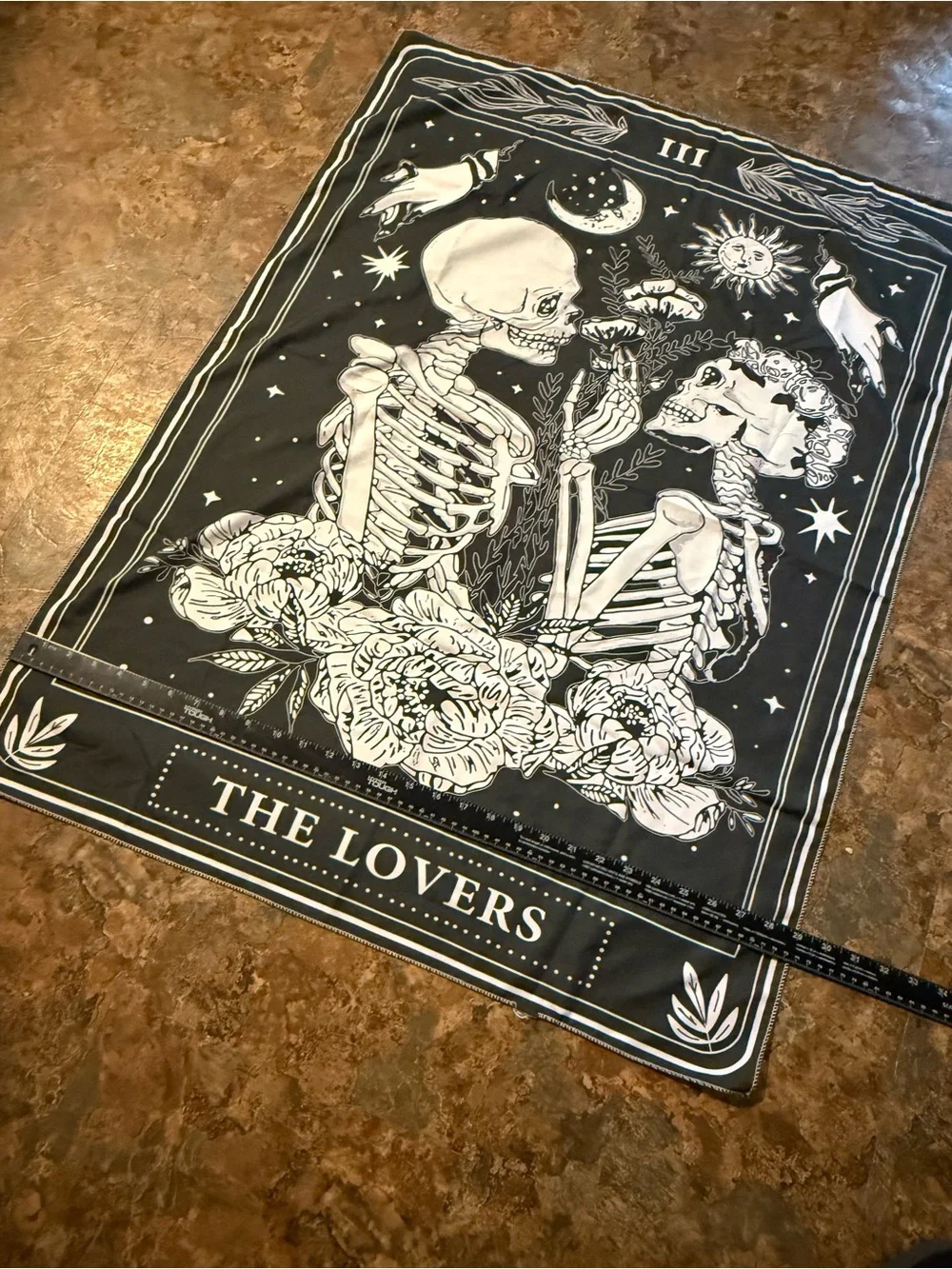 The Lovers Black and White Wall Tapestry - Tarot-Inspired Home Decor Gothic
